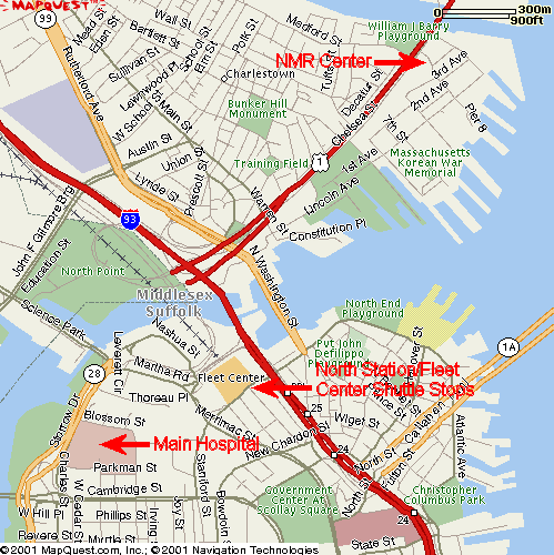 Map of Boston Showing MGH Locations