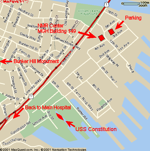 Map of Charlestown Navy Yard Area Showing the Martinos Center (NMR Center)