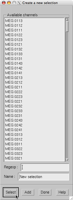 Dialog to create a new channel selection